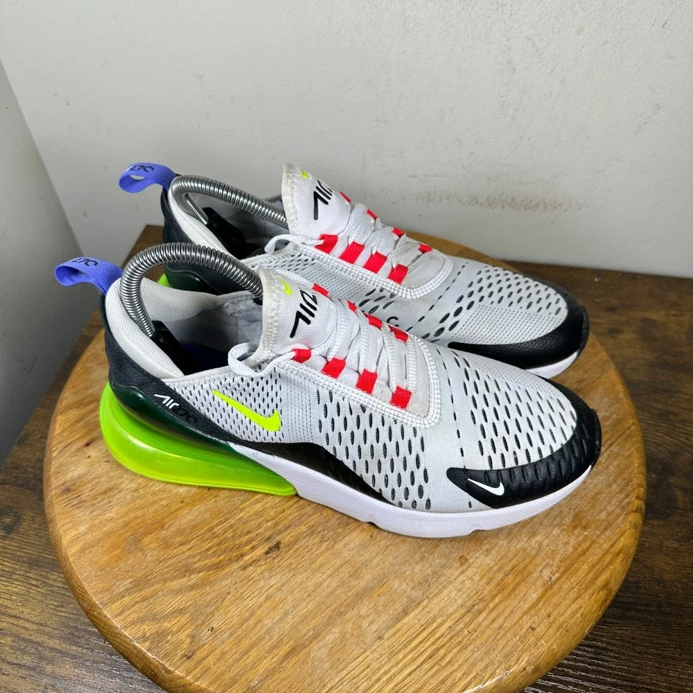 Nike Air Max 270 Womens White Black Volt Red AH6789-116 Sneakers Size 9